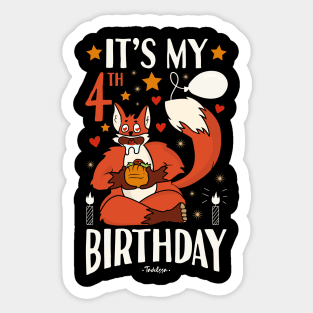 It's My 4th Birthday Fox And Tacos Gifts Sticker